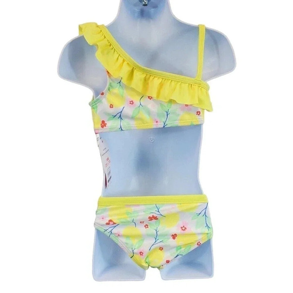 2T Baby Girls Cold Shoulder Yellow Flower Two Piece Bikini Girls Swimsuit - Picture 5 of 5